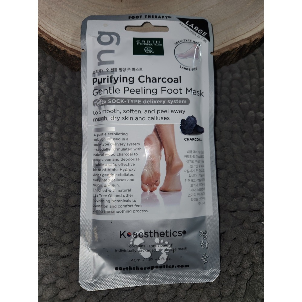 Earth Therapeutics Purifyingโ Charcoal Gentle Peeling Foot Mask Large 1 Pair